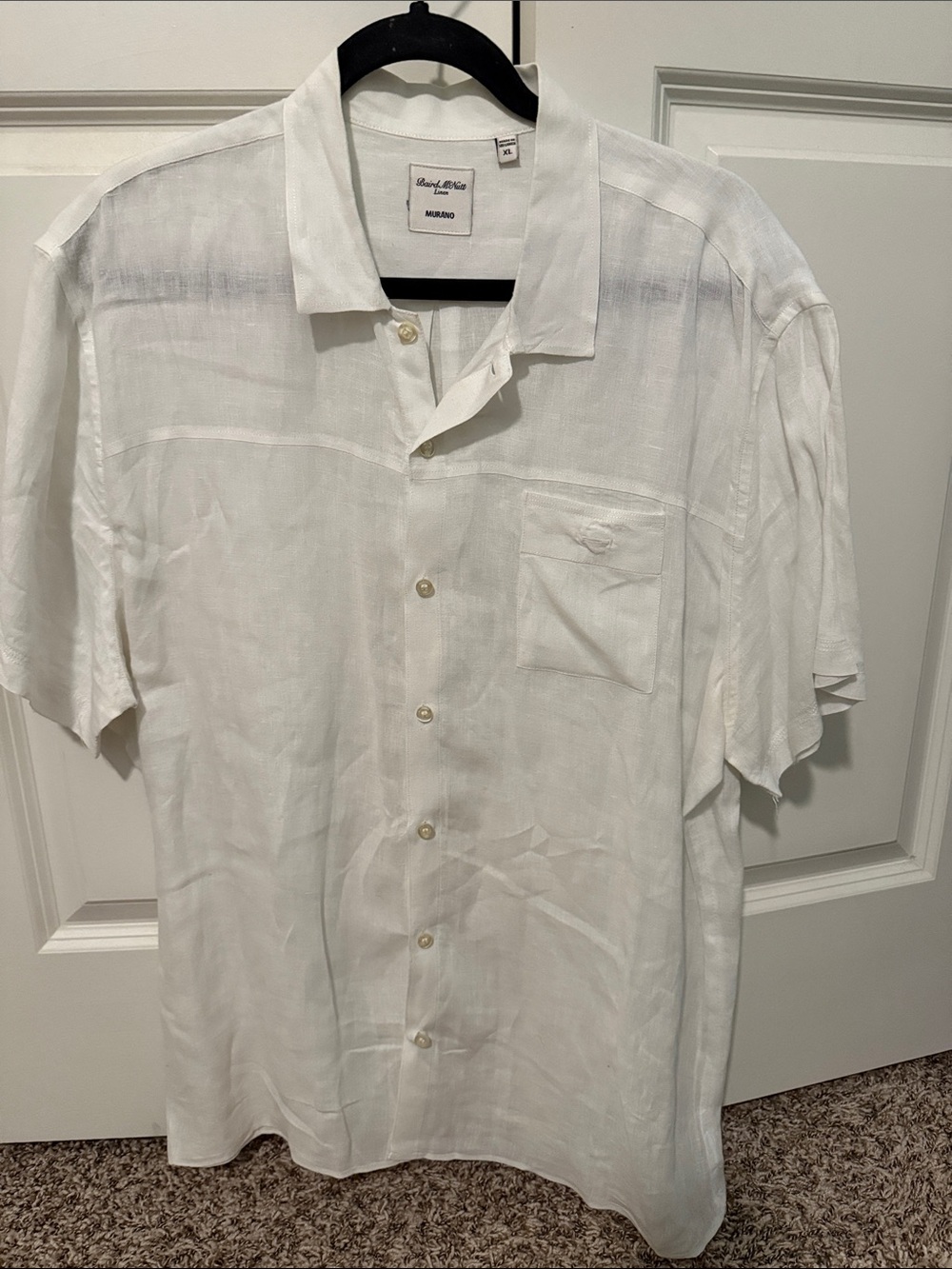 Classic White Short-Sleeve Button-Down Camp Shirt by Baird Mcnutt
